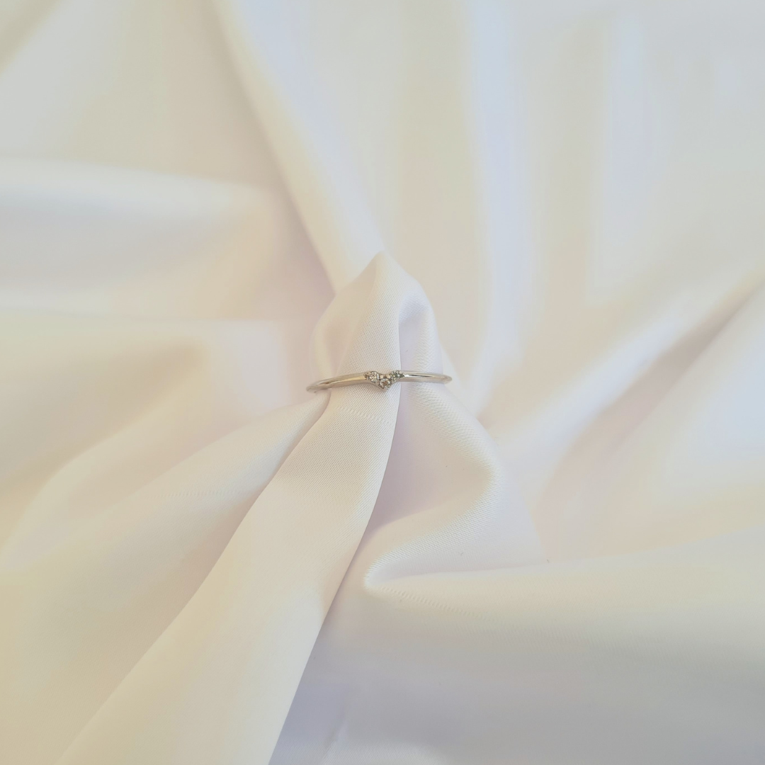 Anillo oro blanco con circonias 14k