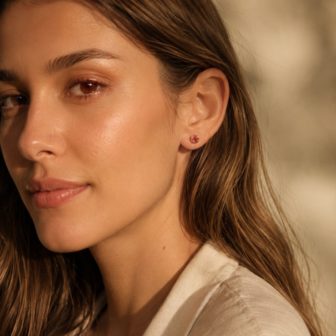 Aretes de Rubí biselados