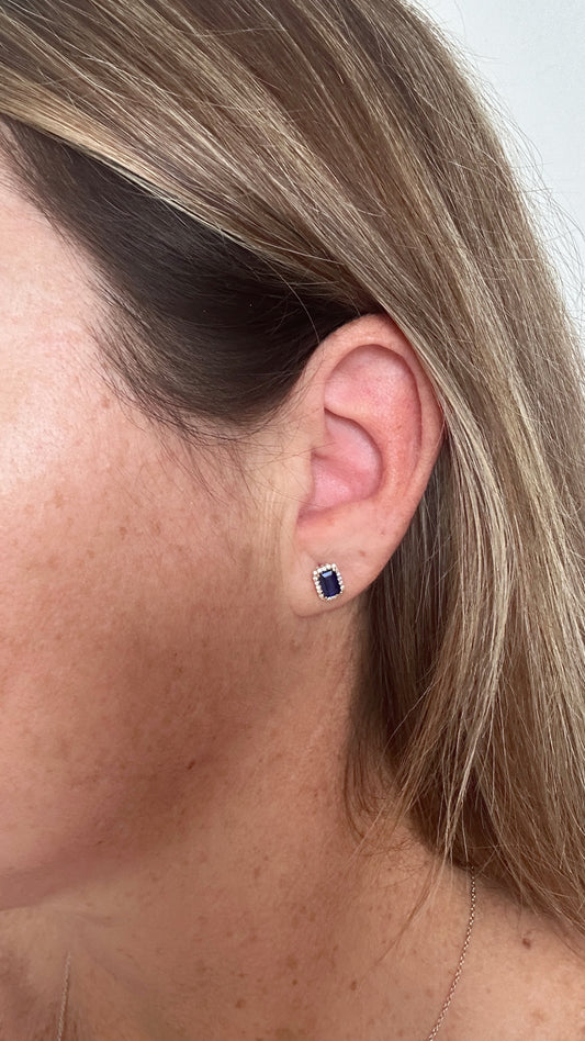 Aretes de oro amarillo 14K con Zafiros y Diamantes