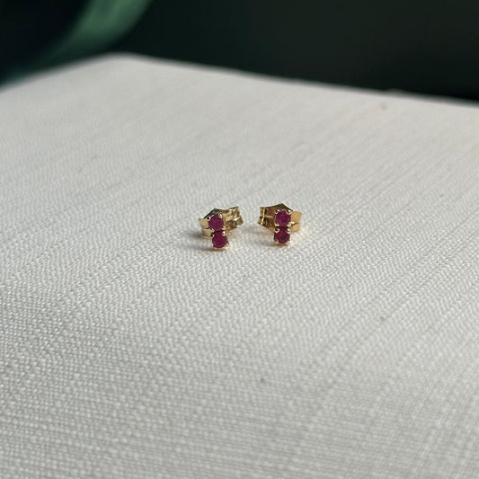 Aretes de Rubies en oro de 14k