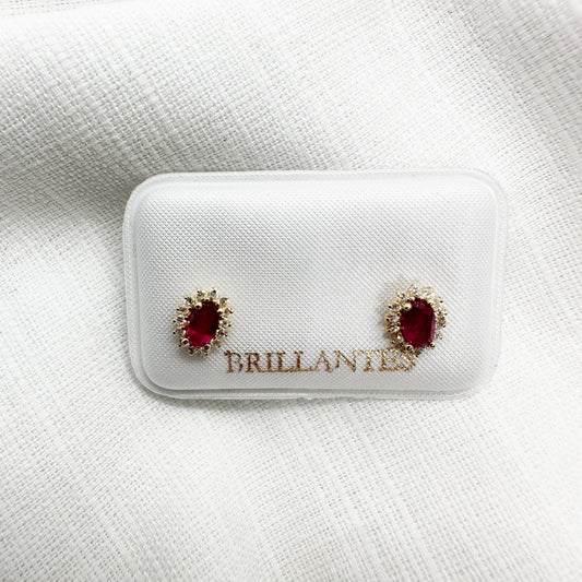 Aretes de rubíes con diamantes