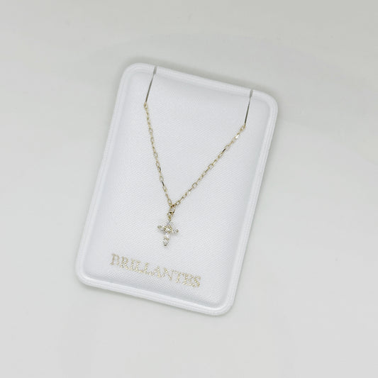 Cadena de oro con mini cruz de diamantes