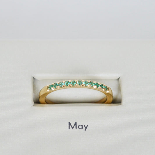 Churumbela de Esmeralda en oro 14k piedra del mes de Mayo