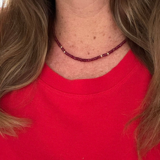Collar de Rubíes naturales y oro de 10k
