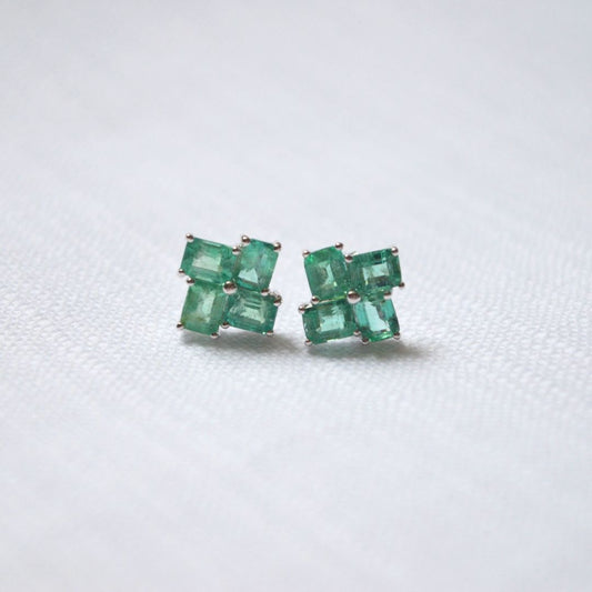 Aretes de Esmeraldas con Oro Blanco