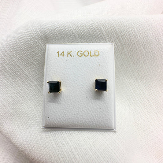 Aretes de Zafiro cuadrados